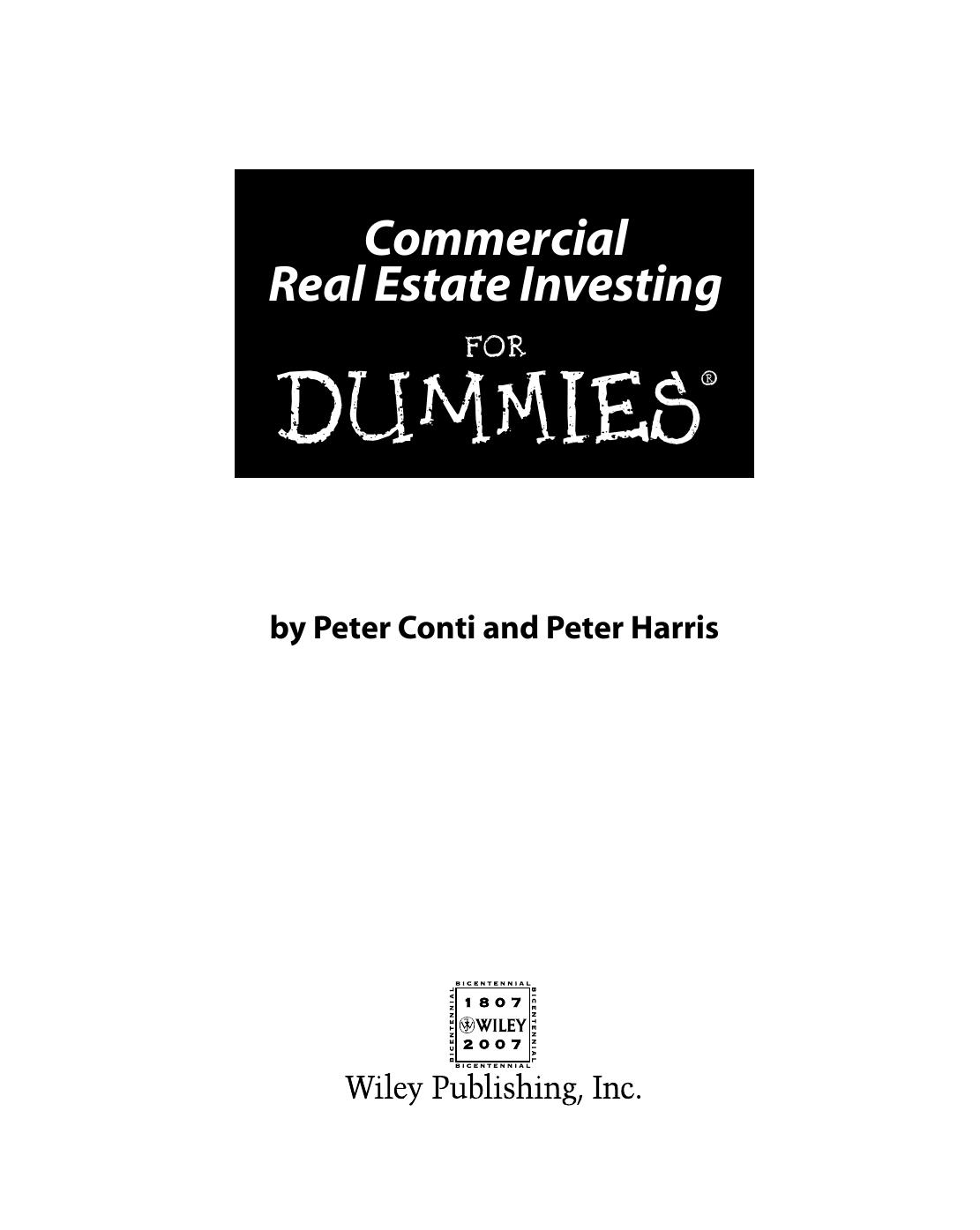 Commercial Real Estate Investing For Dummies by Peter Conti Peter Harris