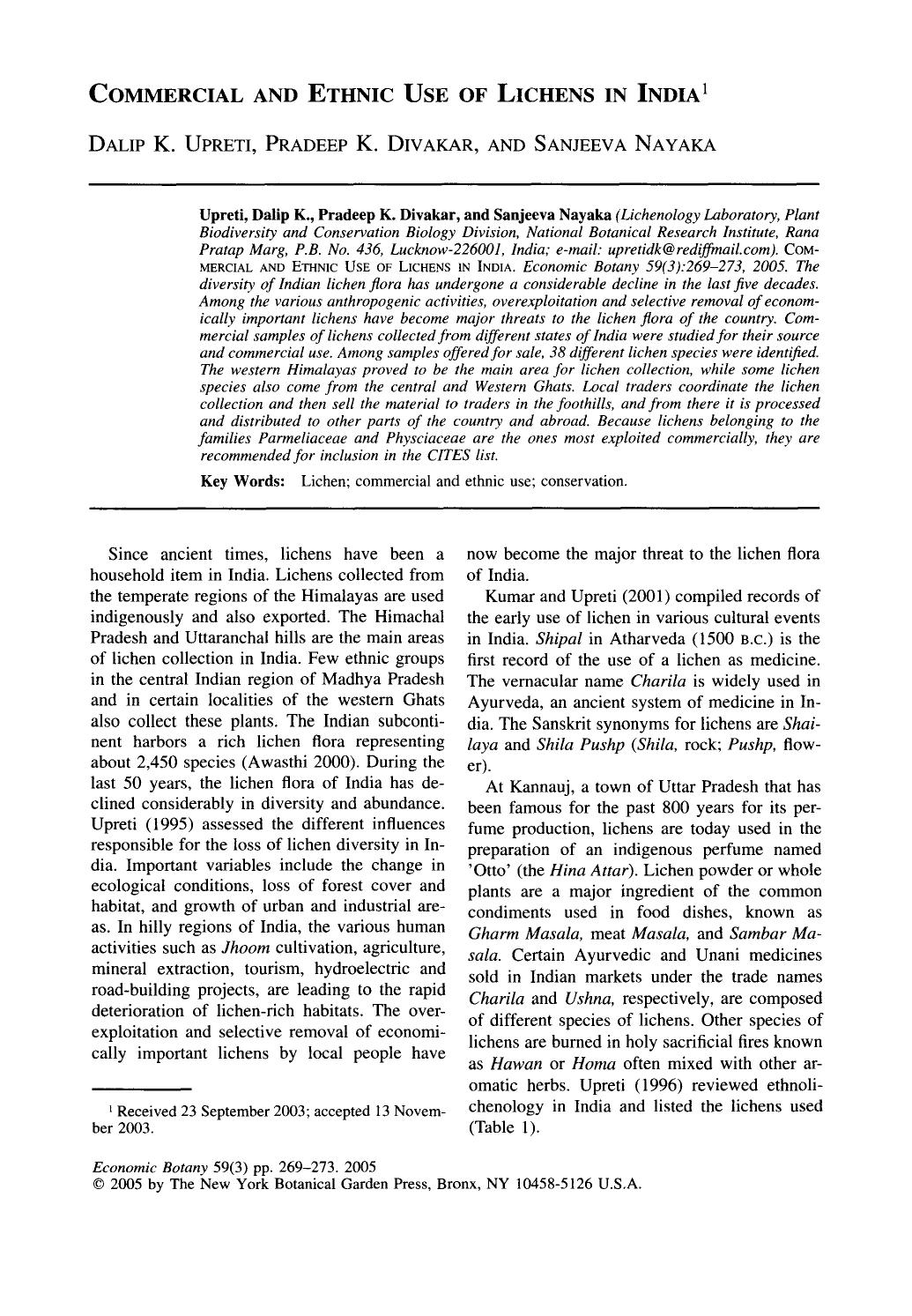 Commercial and ethnic use of lichens in India by Unknown