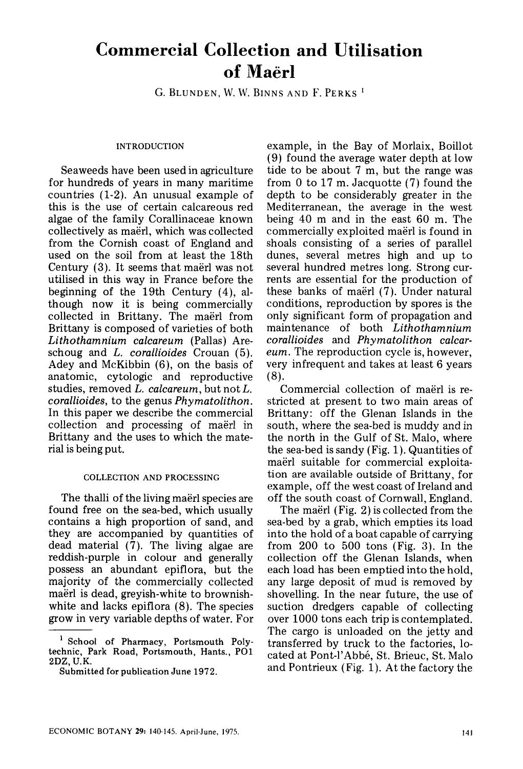 Commercial collection and utilisation of maërl by Unknown