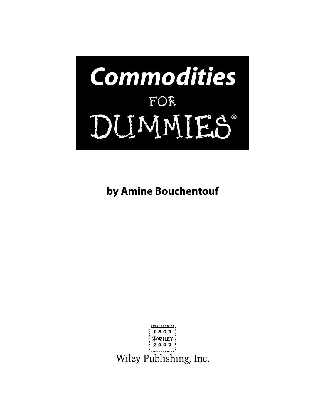 Commodities for DUMmIES by Unknown