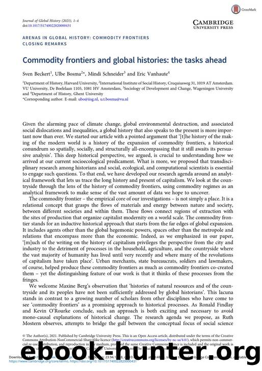 Commodity frontiers and global histories: the tasks aheadâ by Commodity Frontiers & Global Histories (2021)
