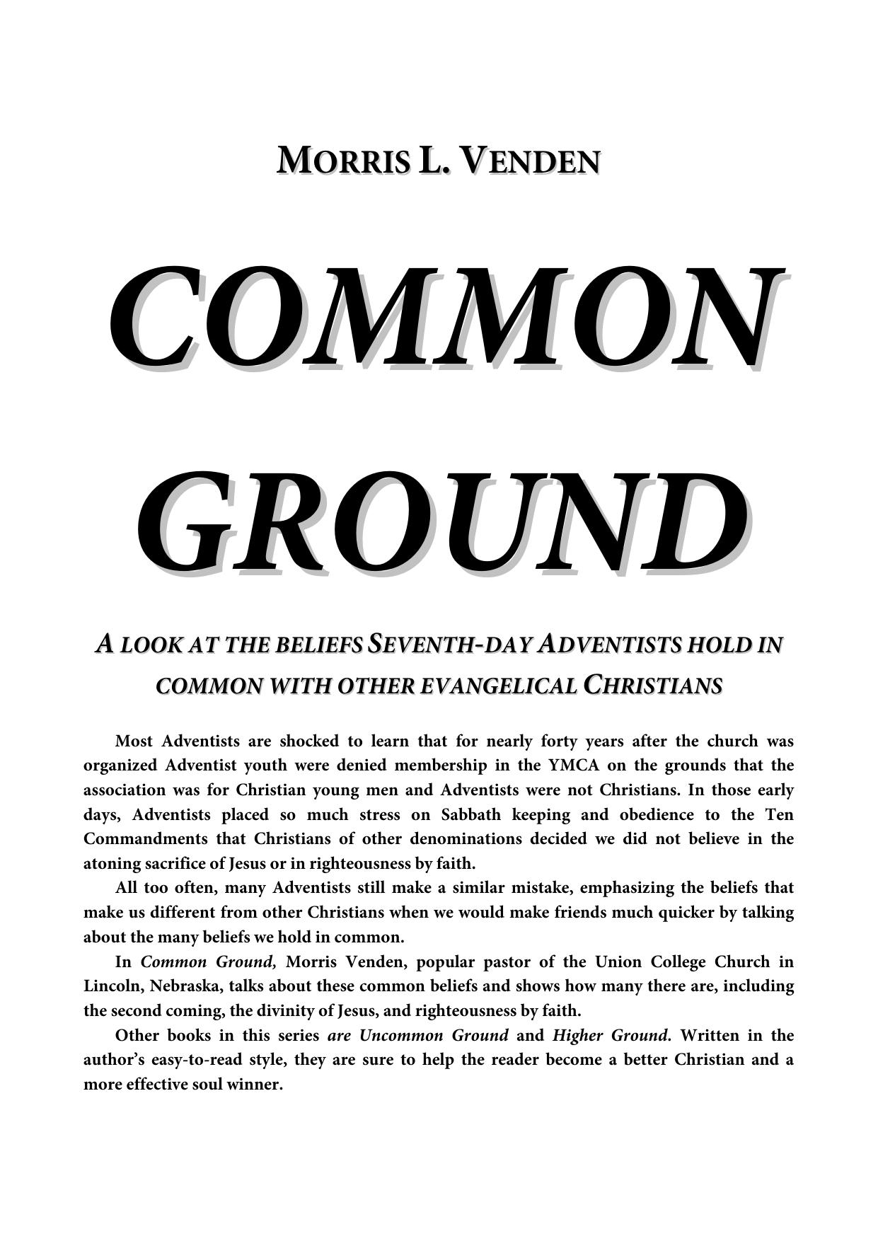 Common Ground (Foundations for Faith 1) - pdf by Morris L. Venden
