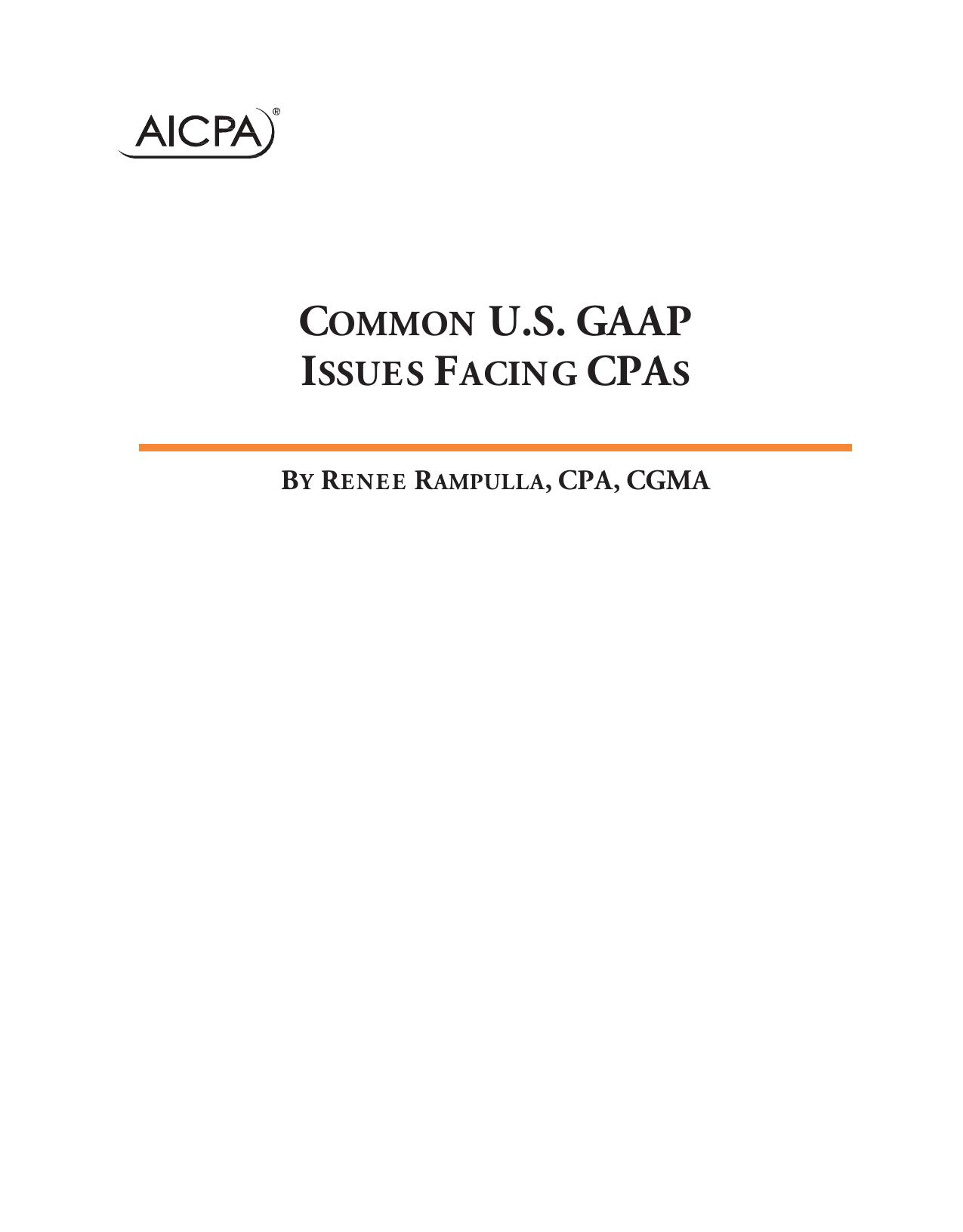 Common U.S. GAAP Issues Facing CPAS by Unknow