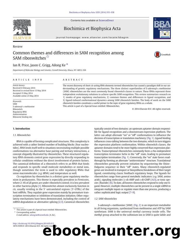 Common themes and differences in SAM recognition among SAM riboswitches by Ian R. Price & Jason C. Grigg & Ailong Ke