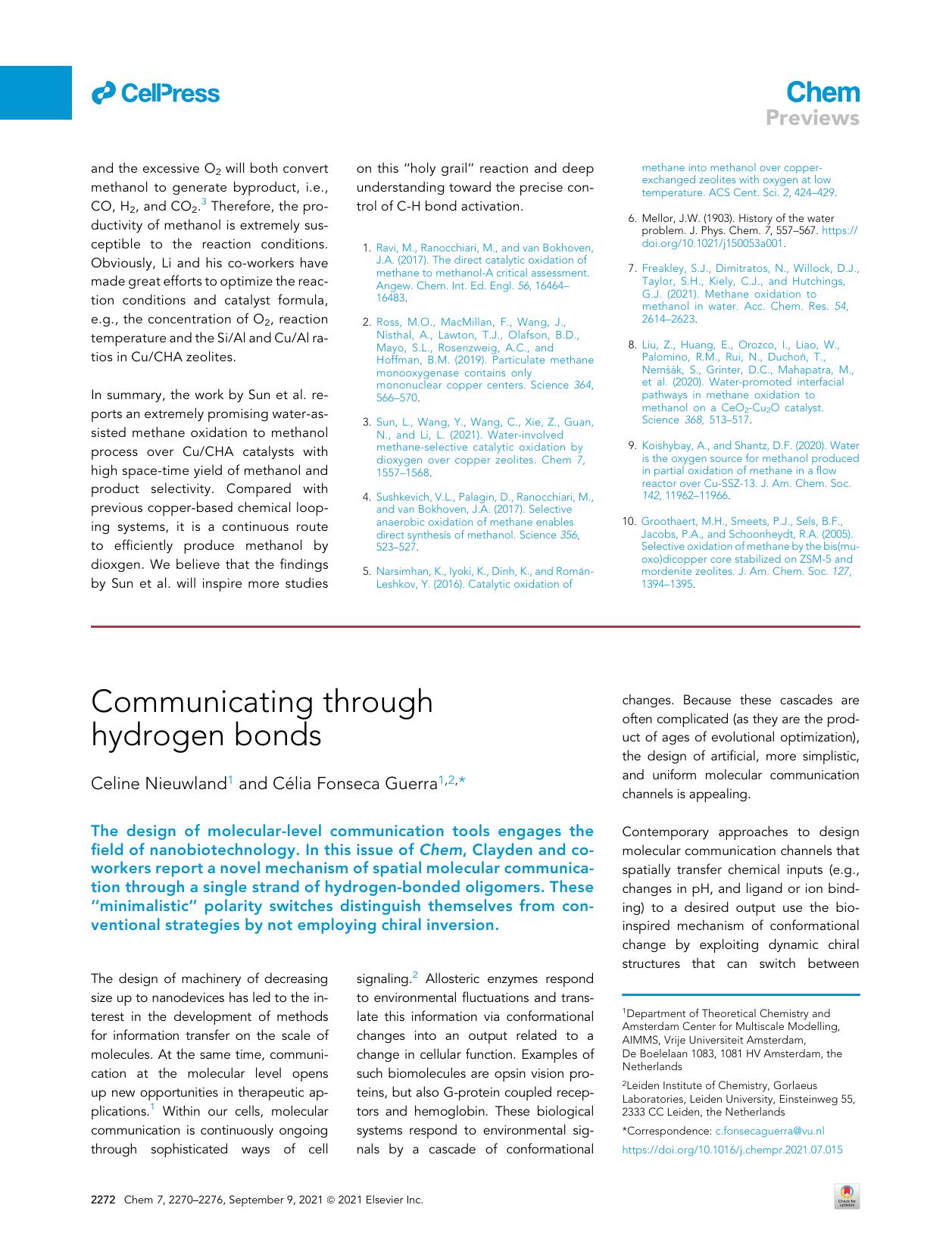 Communicating through hydrogen bonds by Celine Nieuwland