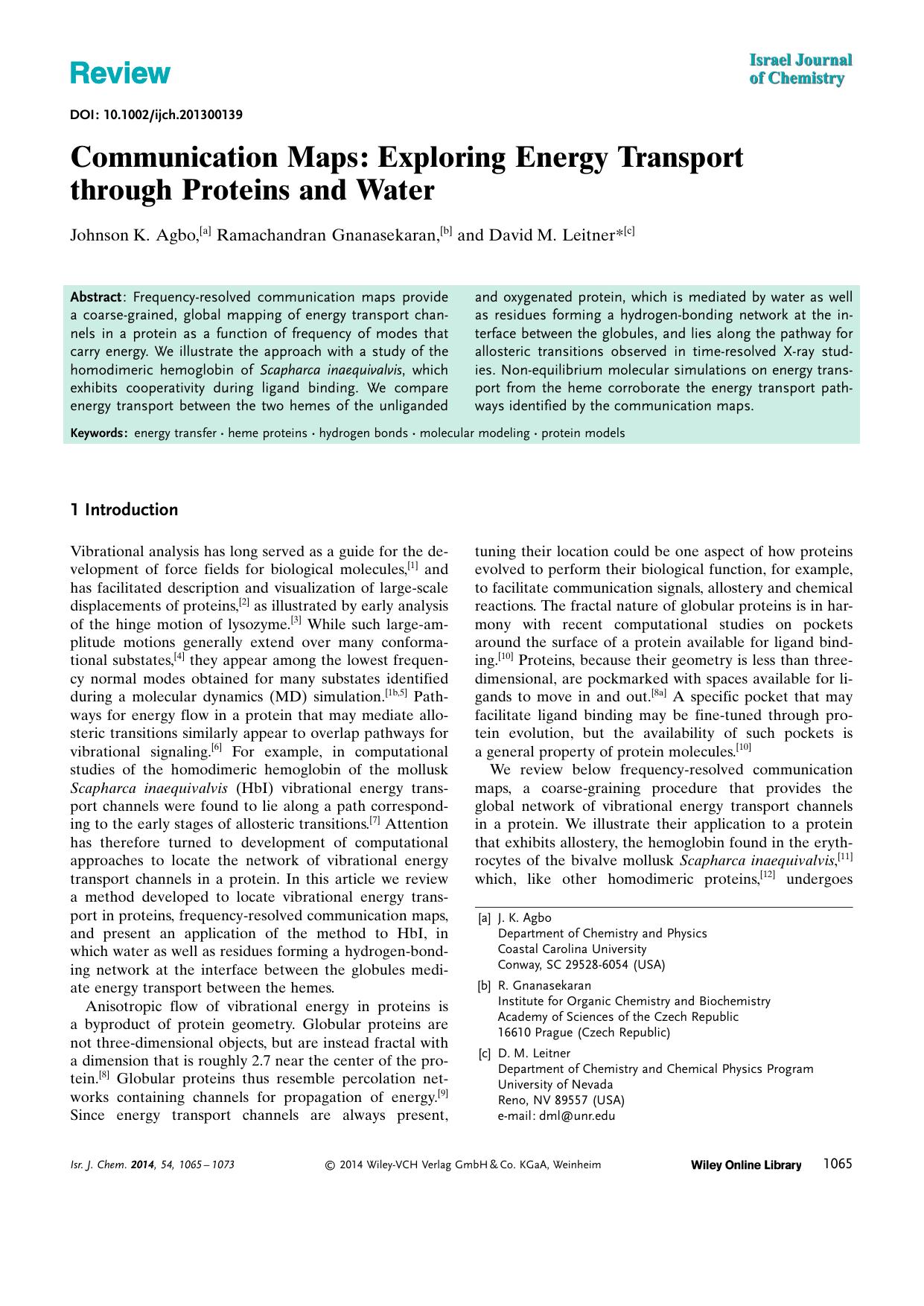 Communication Maps: Exploring Energy Transport through Proteins and Water by Unknown