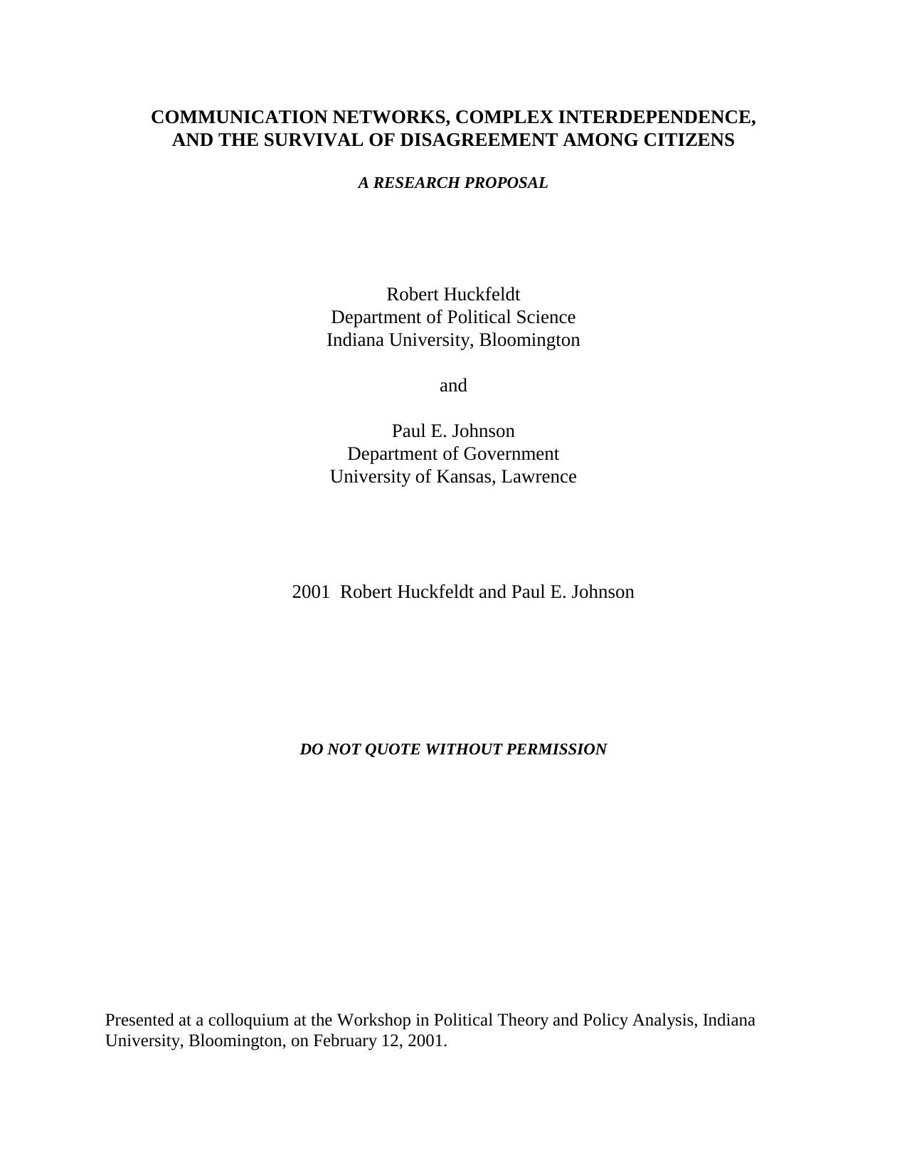 Communication Networks by Huckfeldt
