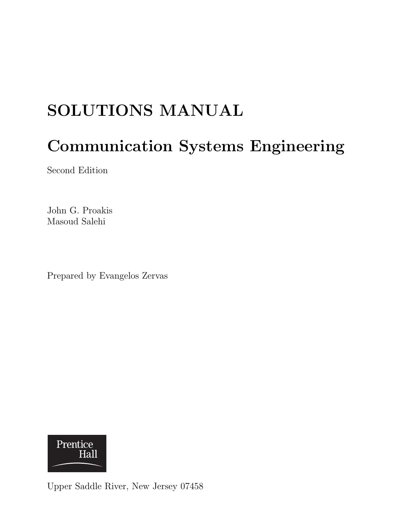 Communication Systems Engineering by John G. Proakis Masoud Salehi