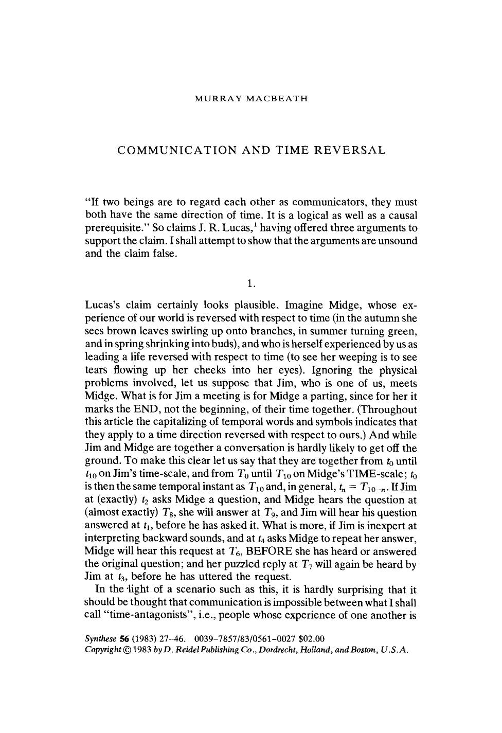 Communication and time reversal by Unknown