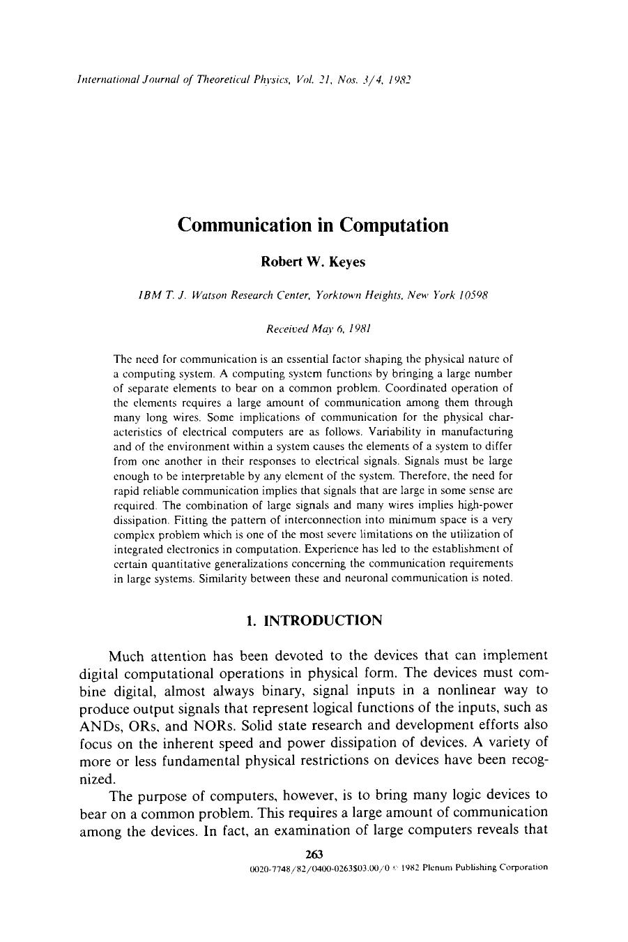 Communication in computation by Unknown