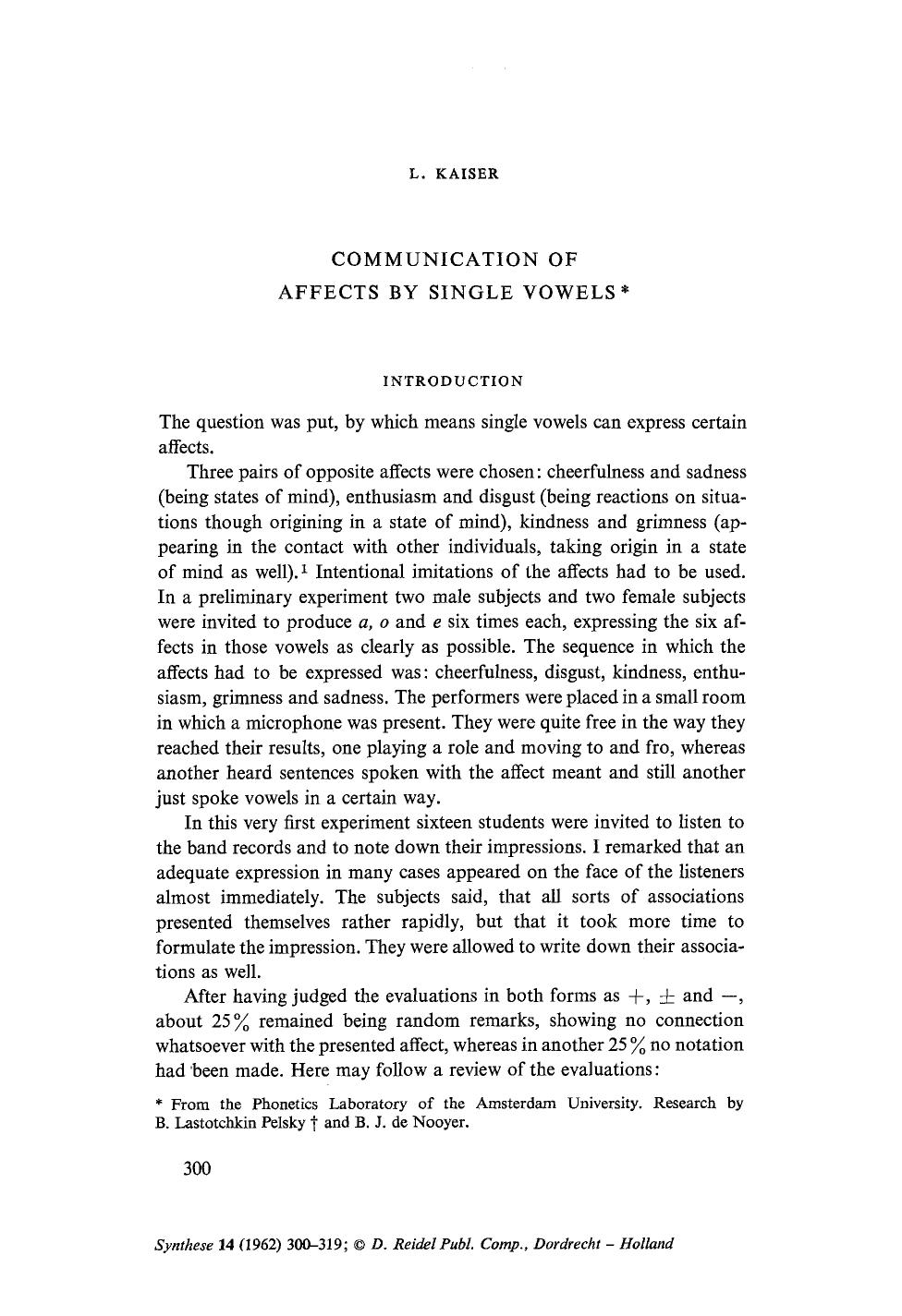 Communication of affects by single vowels by Unknown