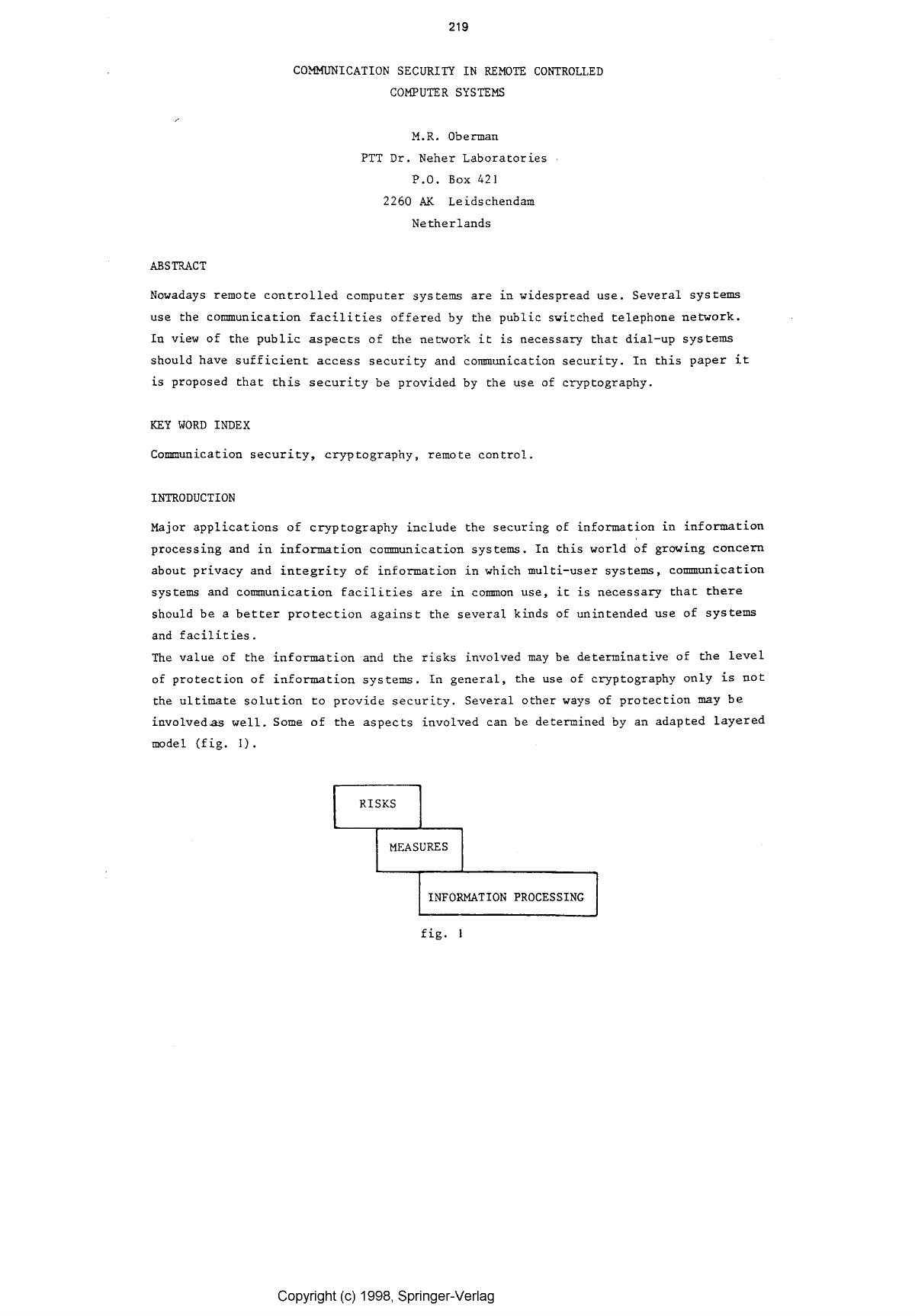Communication security in remote controlled computer systems by Oberman M. R