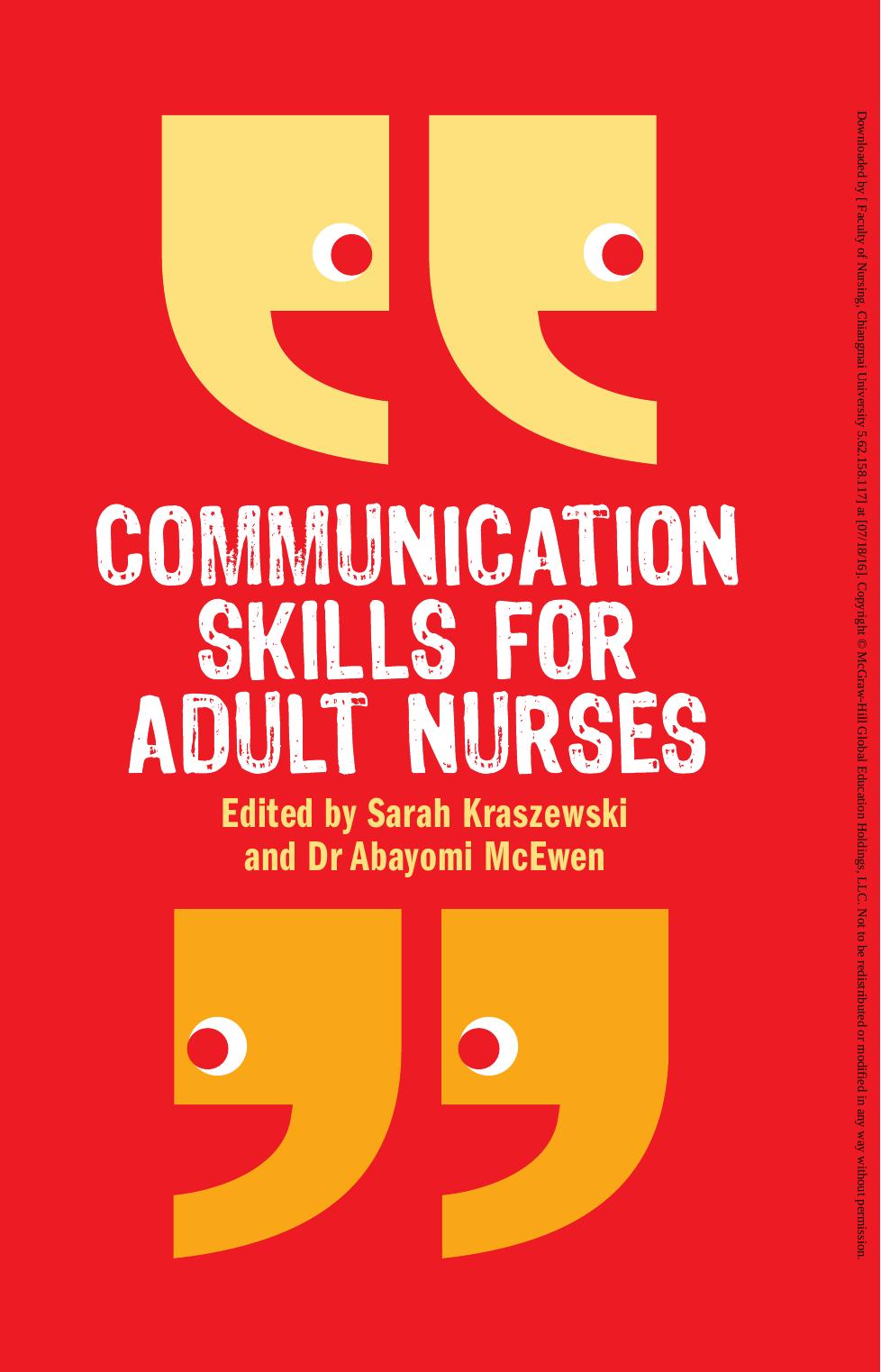 Communication skills for adult nurses by Kraszewski Sarah; McEwen Abayomi