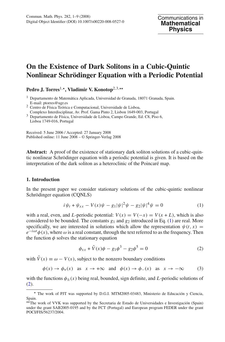 Communications In Mathematical Physics - Volume 282 by M. Aizenman (Chief Editor)