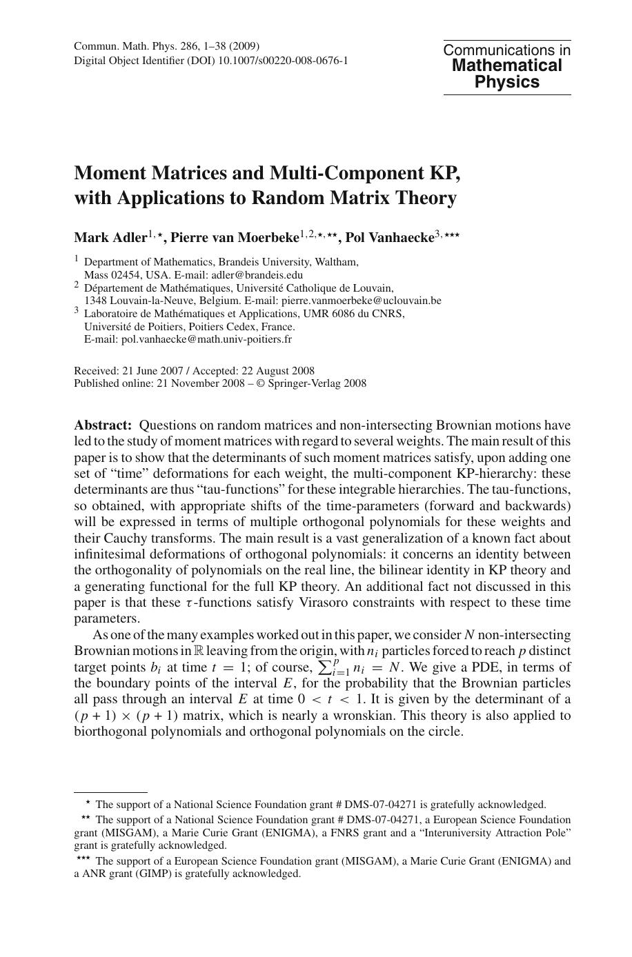 Communications In Mathematical Physics - Volume 286 by M. Aizenman (Chief Editor)