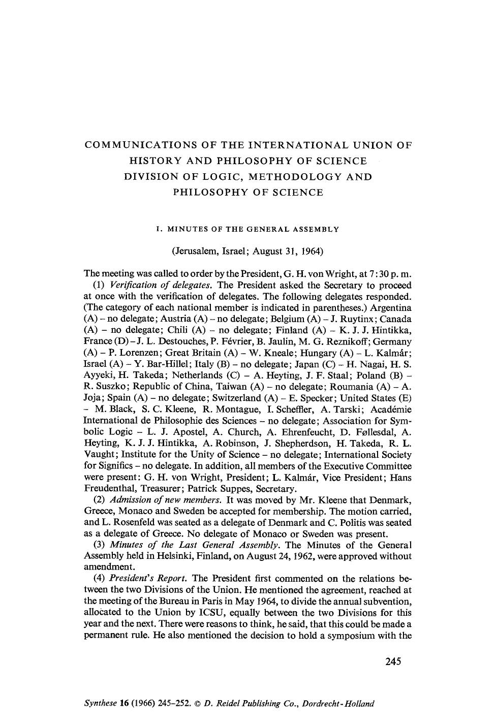 Communications of the international Union of history and philosophy of science division of logic, methodology and philosophy of science by Unknown