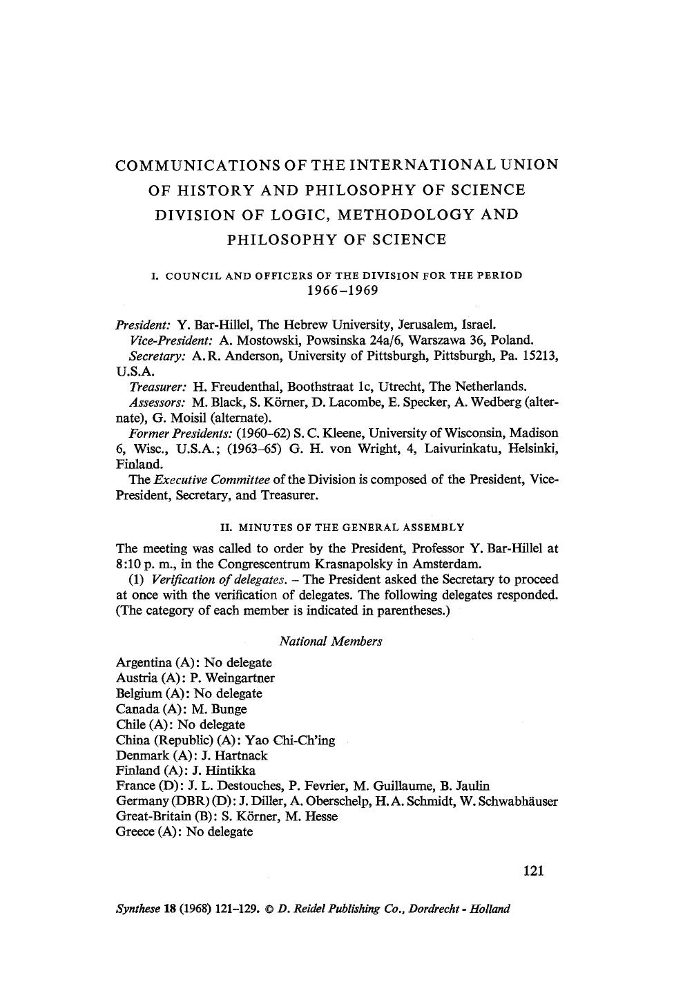 Communications of the international union of history and philosophy of science division of logic, methodology and philosophy of science by Unknown