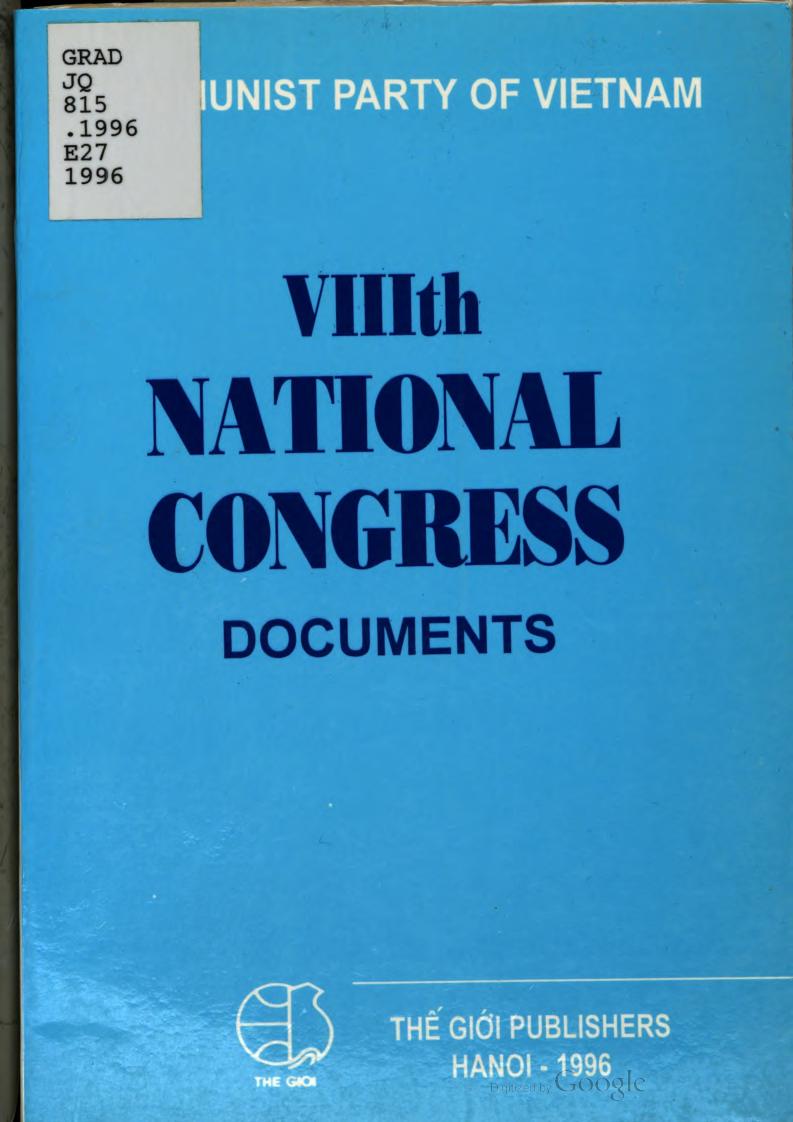 Communist Party of Vietnam. VIIIth National Congress. Documents by coll