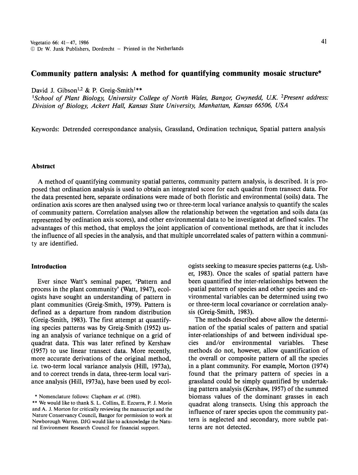 Community pattern analysis: A method for quantifying community mosaic structure by Unknown