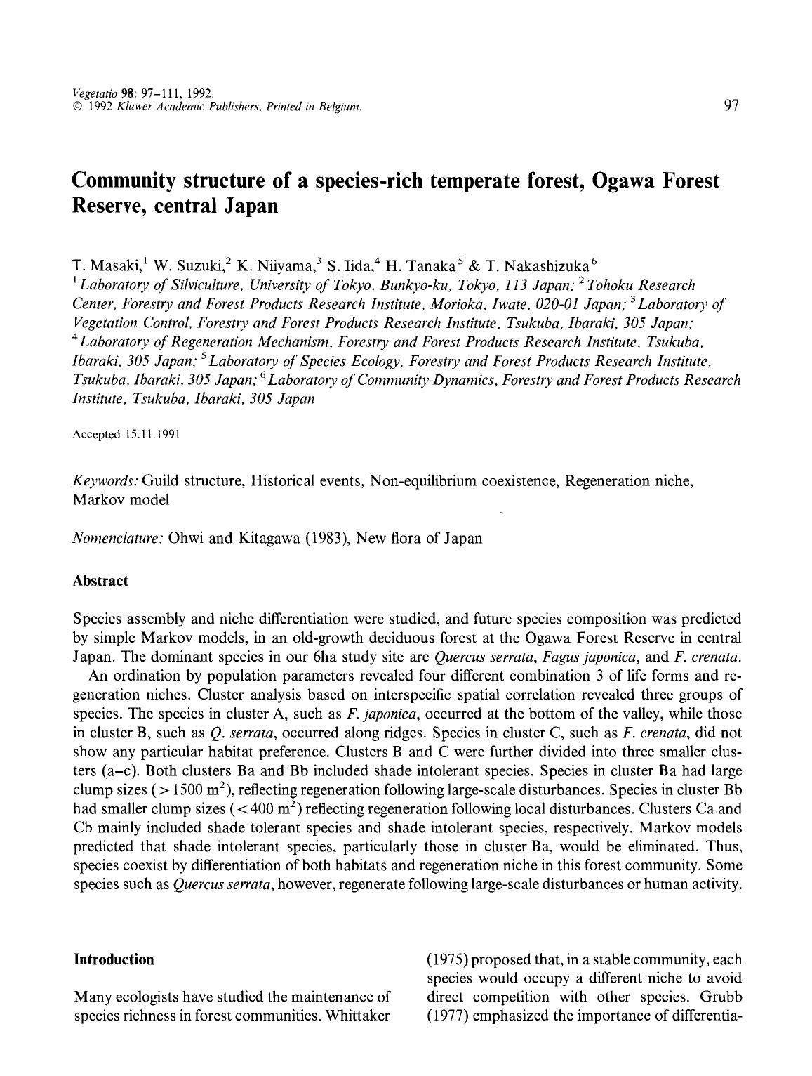 Community structure of a species-rich temperate forest, Ogawa Forest Reserve, central Japan by Unknown