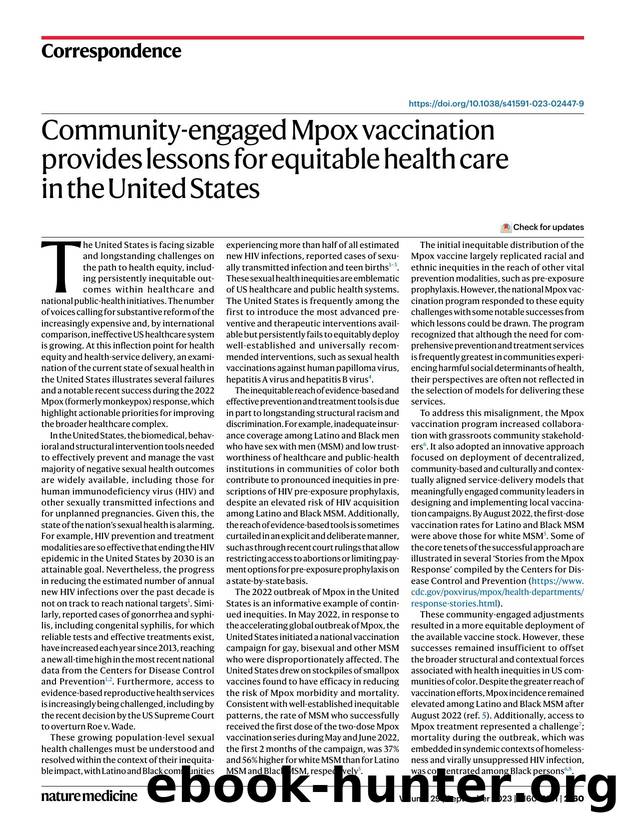 Community-engaged Mpox vaccination provides lessons for equitable health care in the United States by Vincent Guilamo-Ramos & Marco Thimm-Kaiser & Adam Benzekri