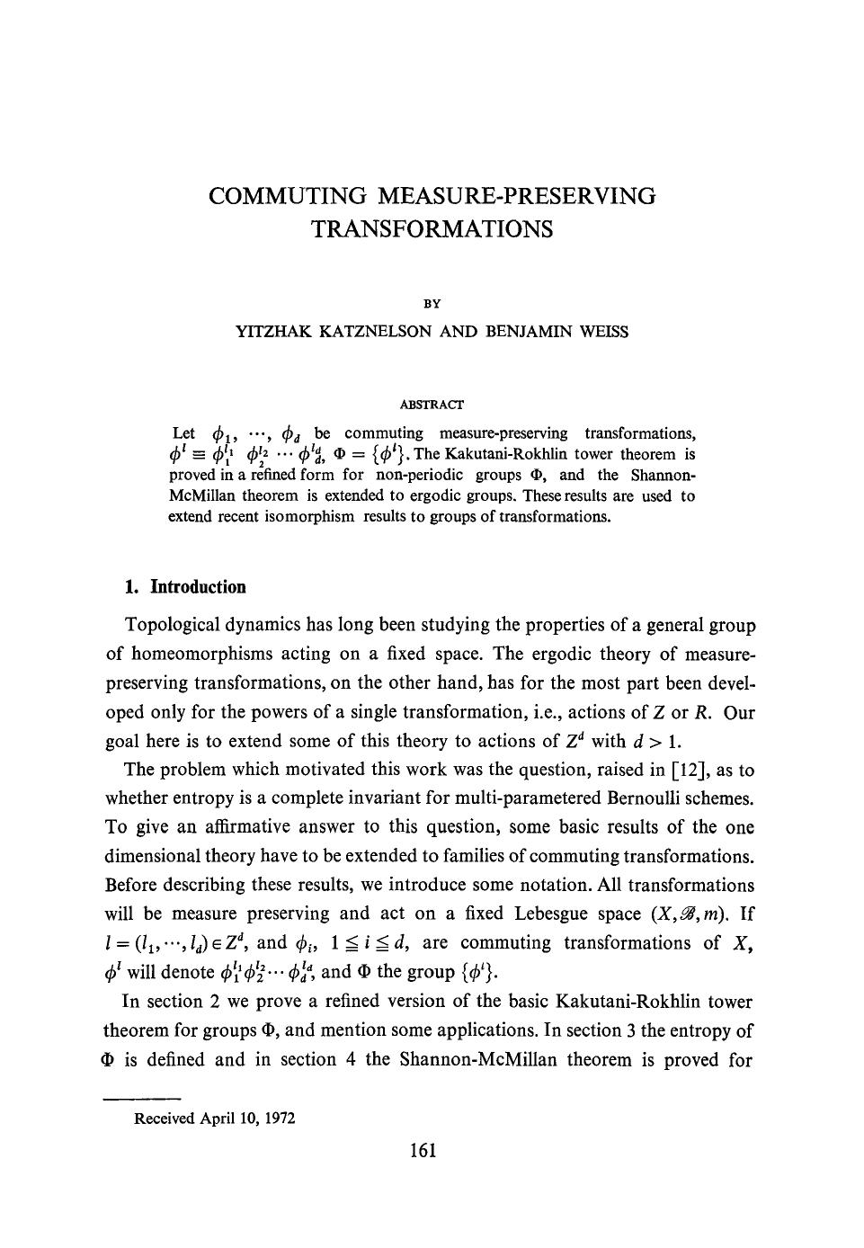Commuting measure-preserving transformations by Unknown