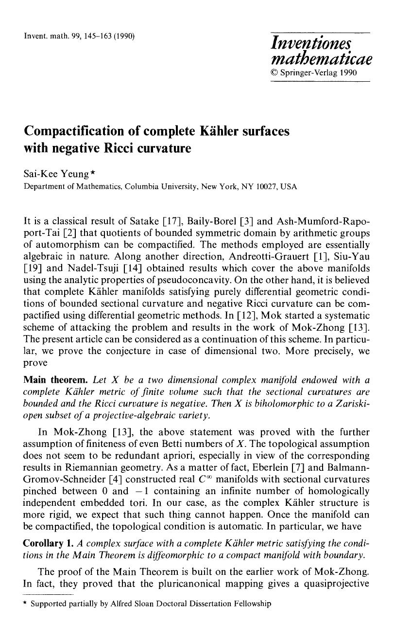 Compactification of complete Kähler surfaces with negative Ricci curvature by Unknown