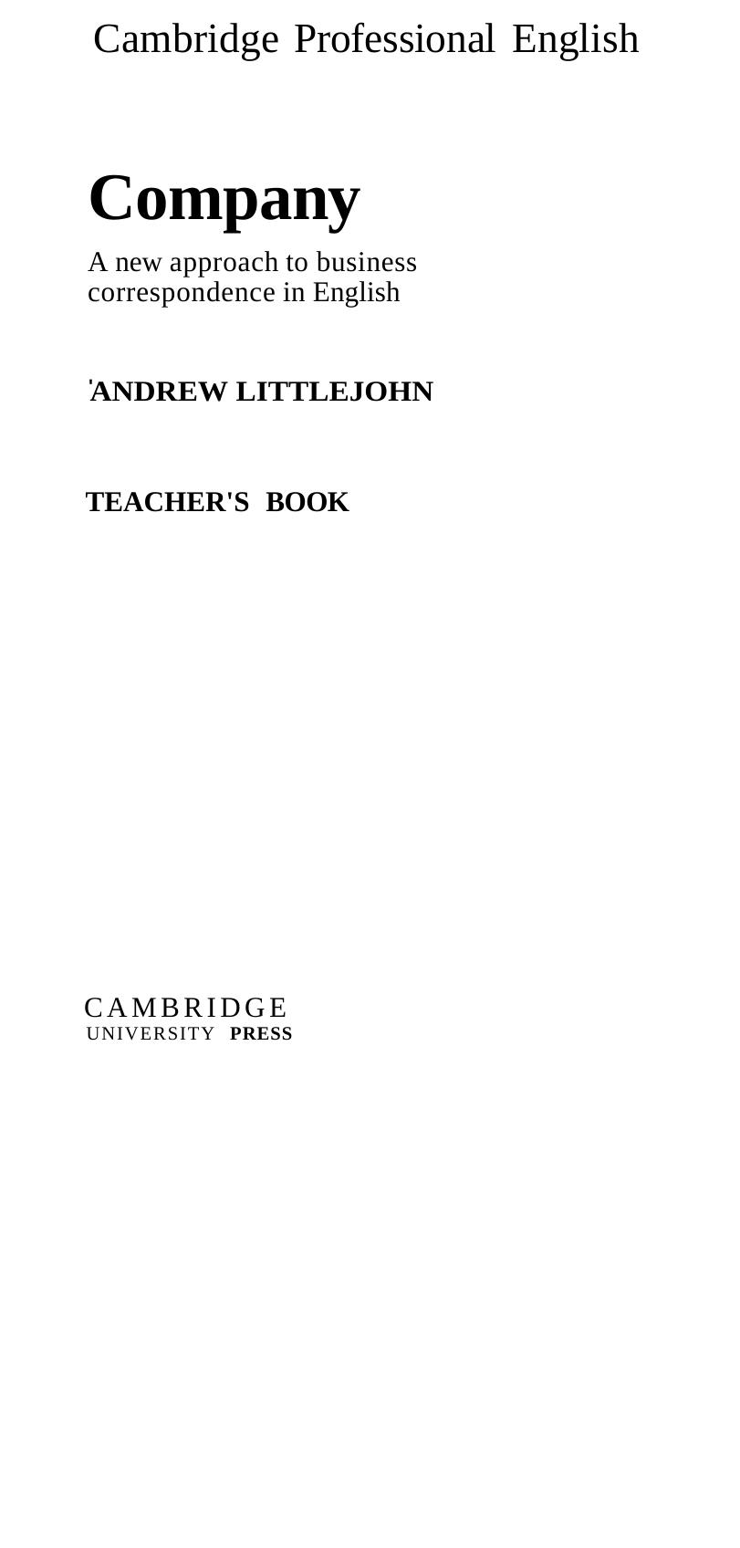 Company A new approach to business correspondence in English by ANDREW LITTLEJOHN