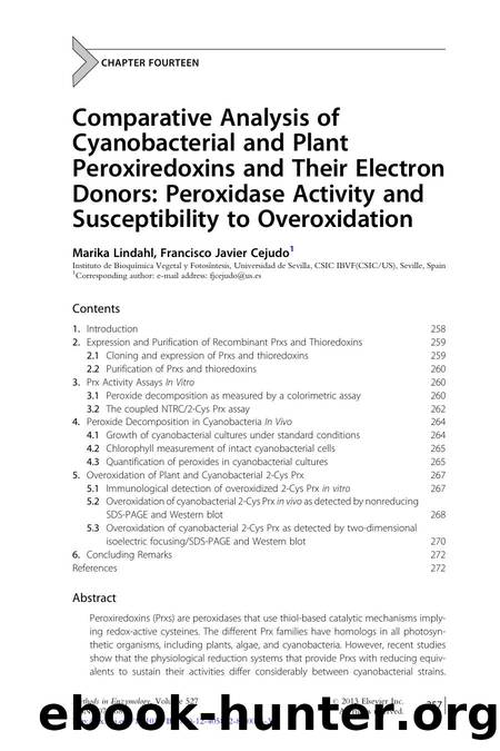 Comparative Analysis of Cyanobacterial and Plant Peroxiredoxins and Their Electron Donors: Peroxidase Activity and Susceptibility to Overoxidation by Marika Lindahl & Francisco Javier Cejudo