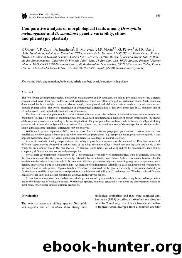 Comparative Analysis of Morphological Traits Among <Emphasis Type="Italic">Drosophila Melanogaster<Emphasis> and <Emphasis Type="Italic">D. Simulans<Emphasis>: Genetic Variability, by Unknown