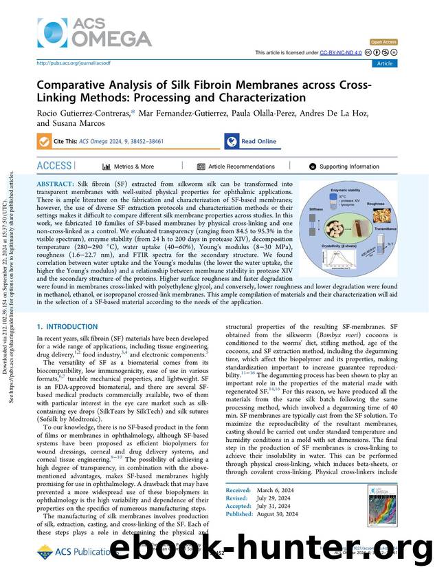 Comparative Analysis of Silk Fibroin Membranes across Cross-Linking Methods: Processing and Characterization by unknow
