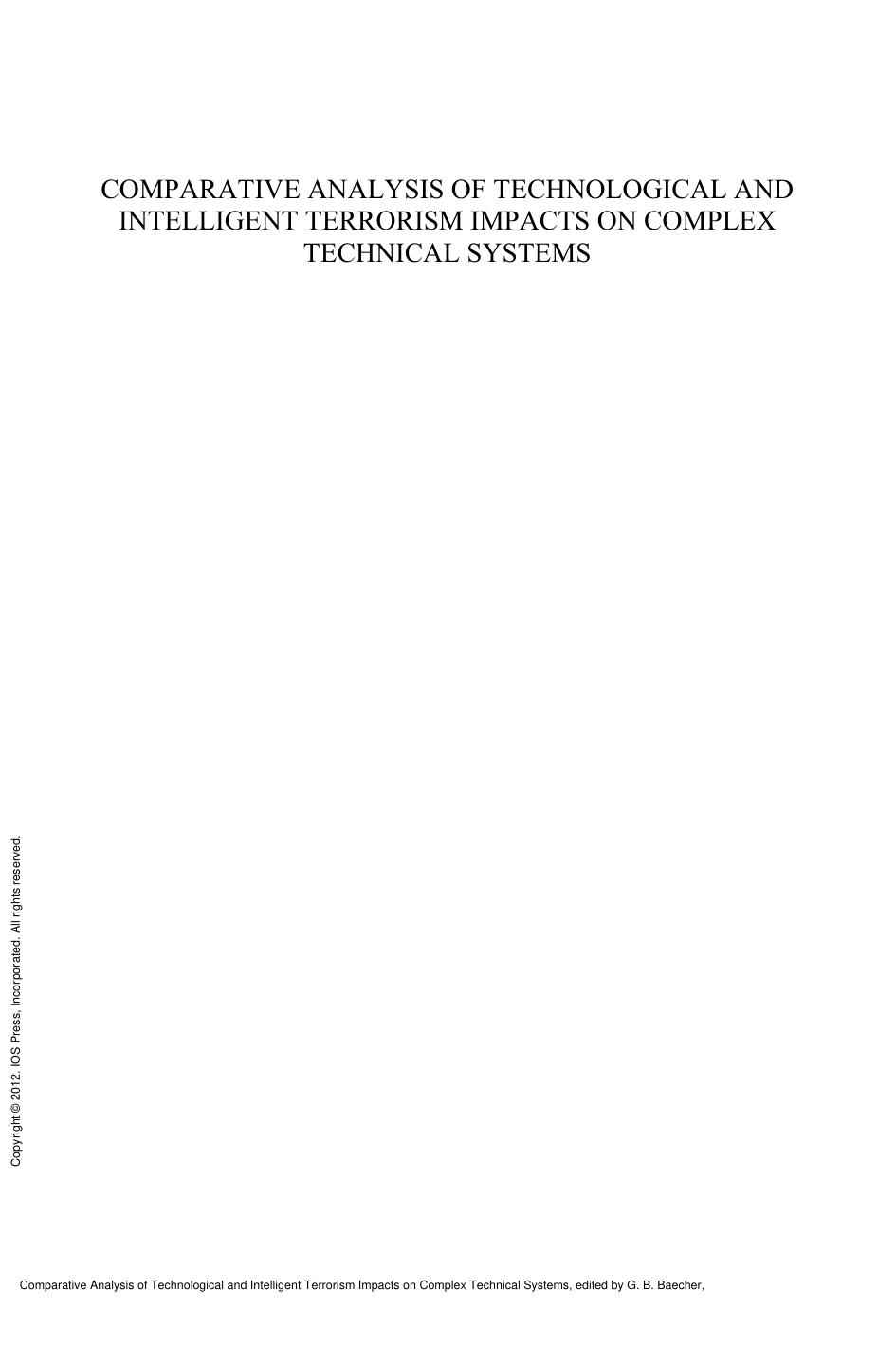Comparative Analysis of Technological and Intelligent Terrorism Impacts on Complex Technical Systems by G. B. Baecher