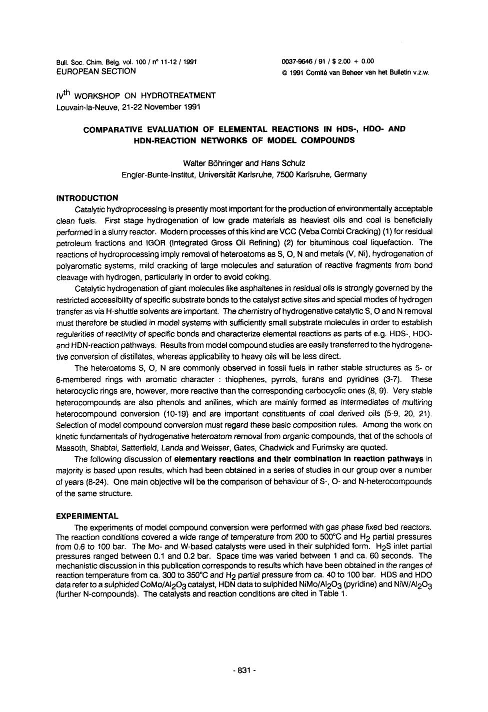 Comparative Evaluation of Elemental Reactions in HDS, HDO and HDNReaction Networks of Model Compounds by Unknown