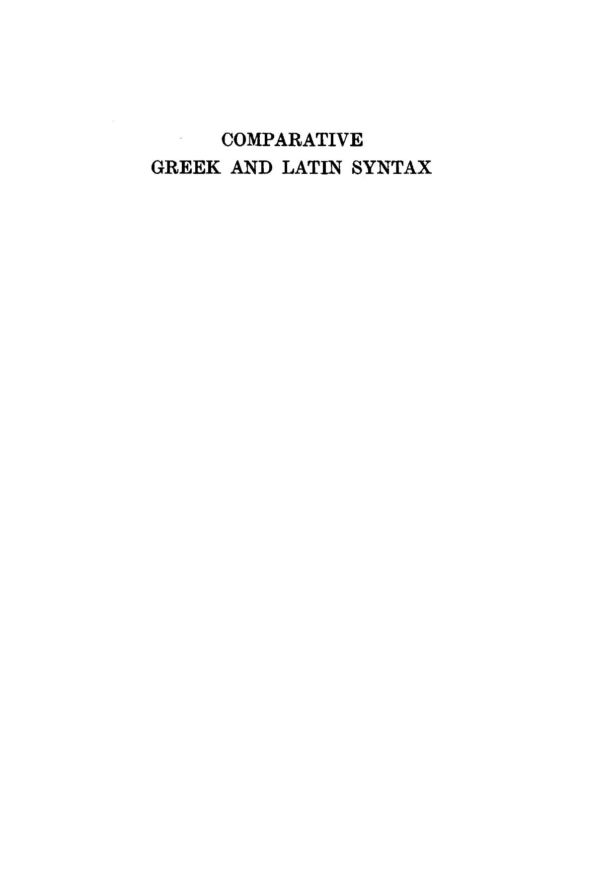 Comparative Greek and Latin Syntax by Robert Webber Moore