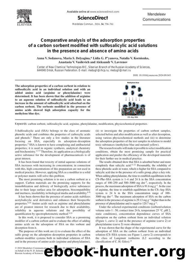 Comparative analysis of the adsorption properties of a carbon sorbent modified with sulfosalicylic acid solutions in the presence and absence of amino acids by unknow