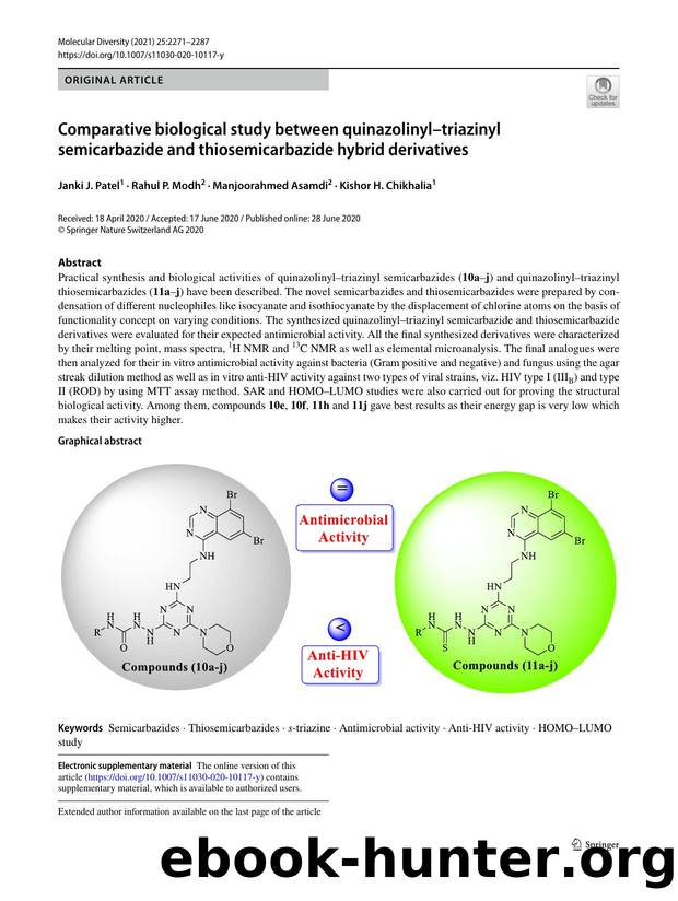 Comparative biological study between quinazolinylâtriazinyl semicarbazide and thiosemicarbazide hybrid derivatives by Janki J. Patel & Rahul P. Modh & Manjoorahmed Asamdi & Kishor H. Chikhalia