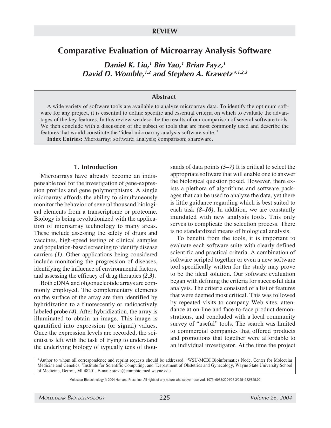 Comparative evaluation of microarray analysis software by Unknown
