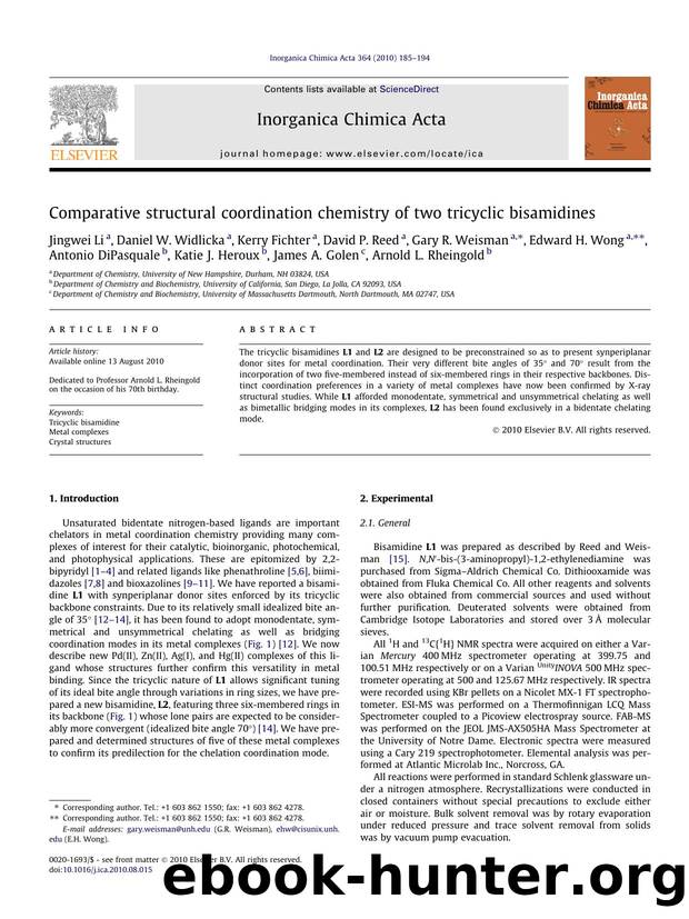 Comparative structural coordination chemistry of two tricyclic bisamidines by unknow
