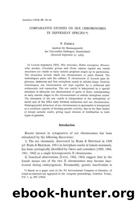 Comparative studies on sex chromosomes in different species by Unknown