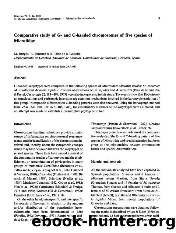 Comparative study of G- and C-banded chromosomes of five species of Microtidae by Unknown