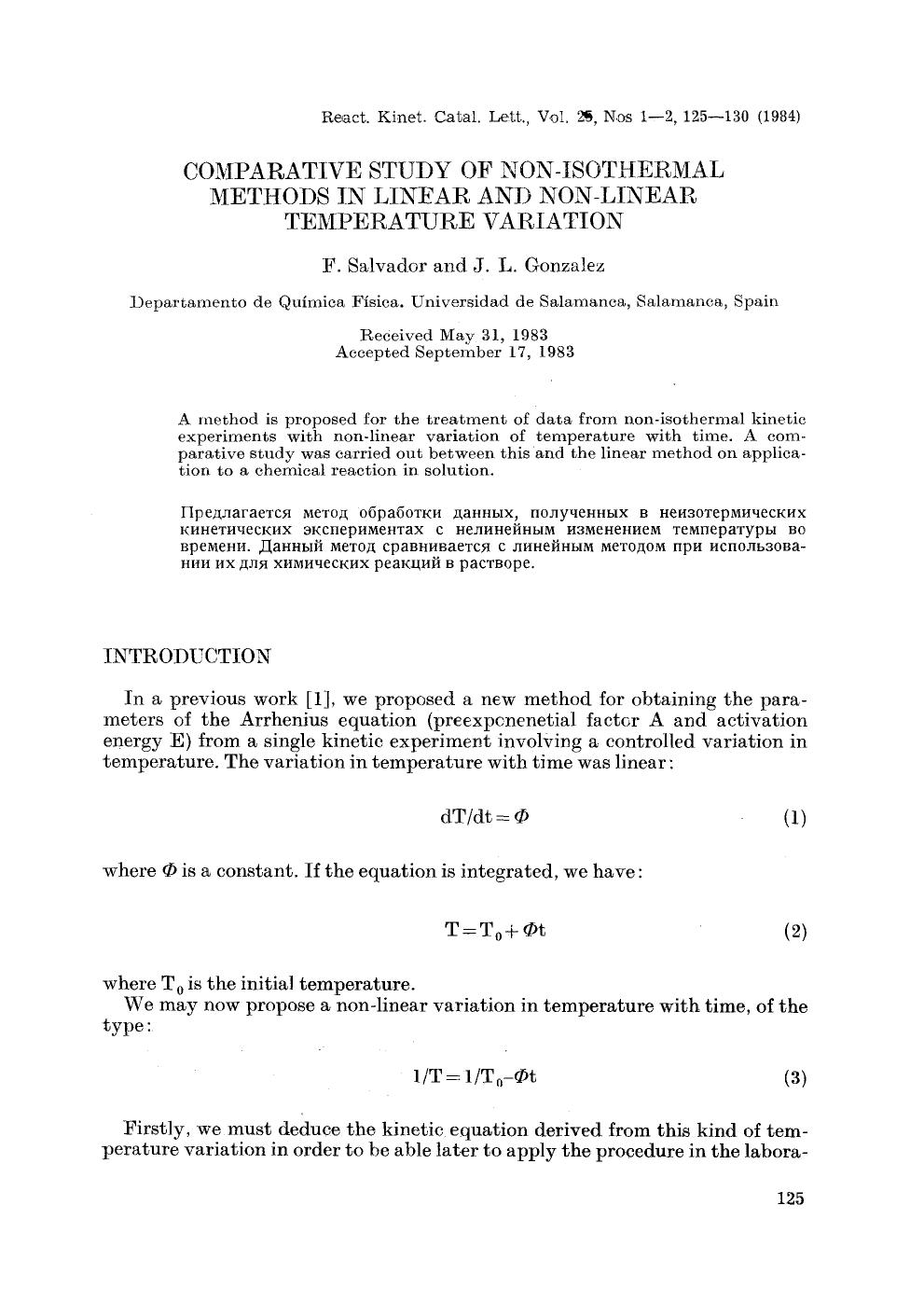 Comparative study of non-isothermal methods in linear and non-linear temperature variation by Unknown