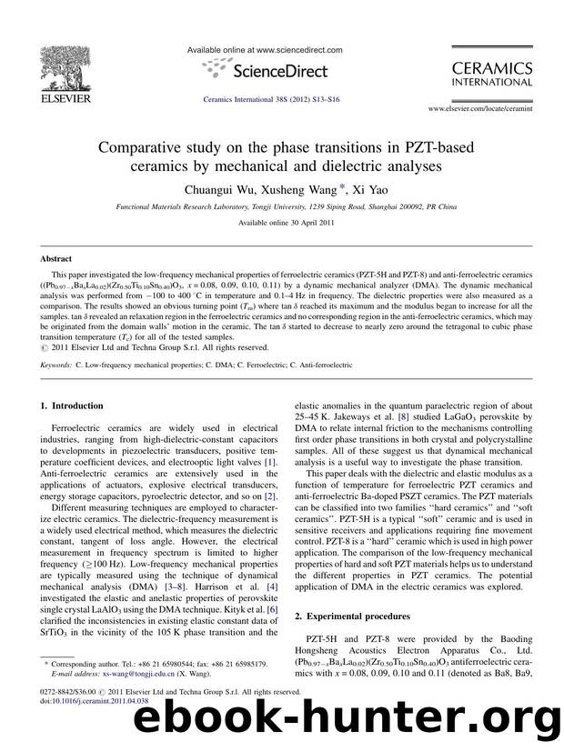 Comparative study on the phase transitions in PZT-based ceramics by mechanical and dielectric analyses by Chuangui Wu