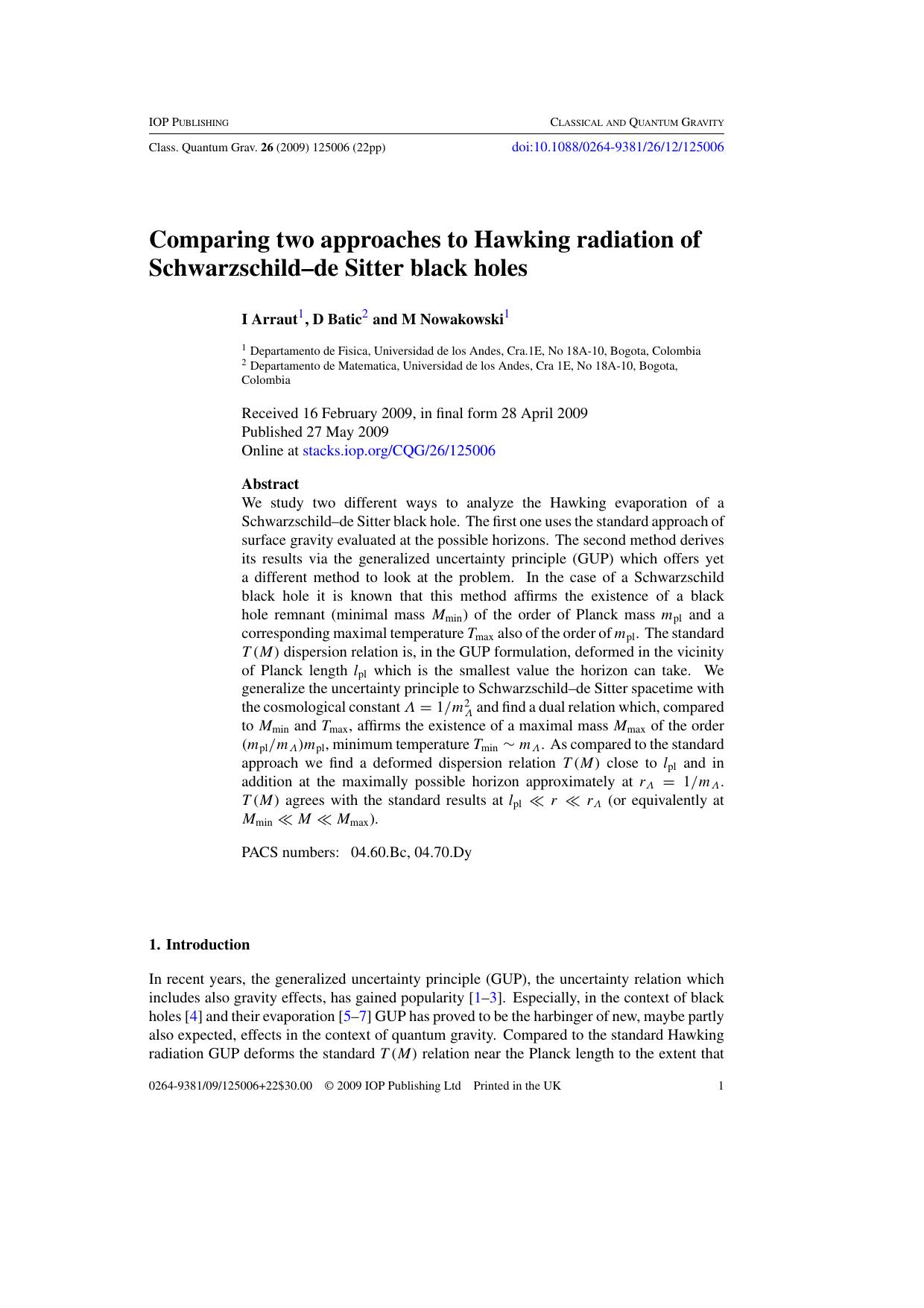 Comparing two approaches to Hawking radiation of Schwarzschild--de Sitter black holes by I Arraut et al