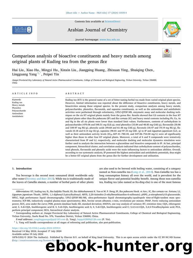 Comparison analysis of bioactive constituents and heavy metals among original plants of Kuding tea from the genus Ilex by Hui Liu