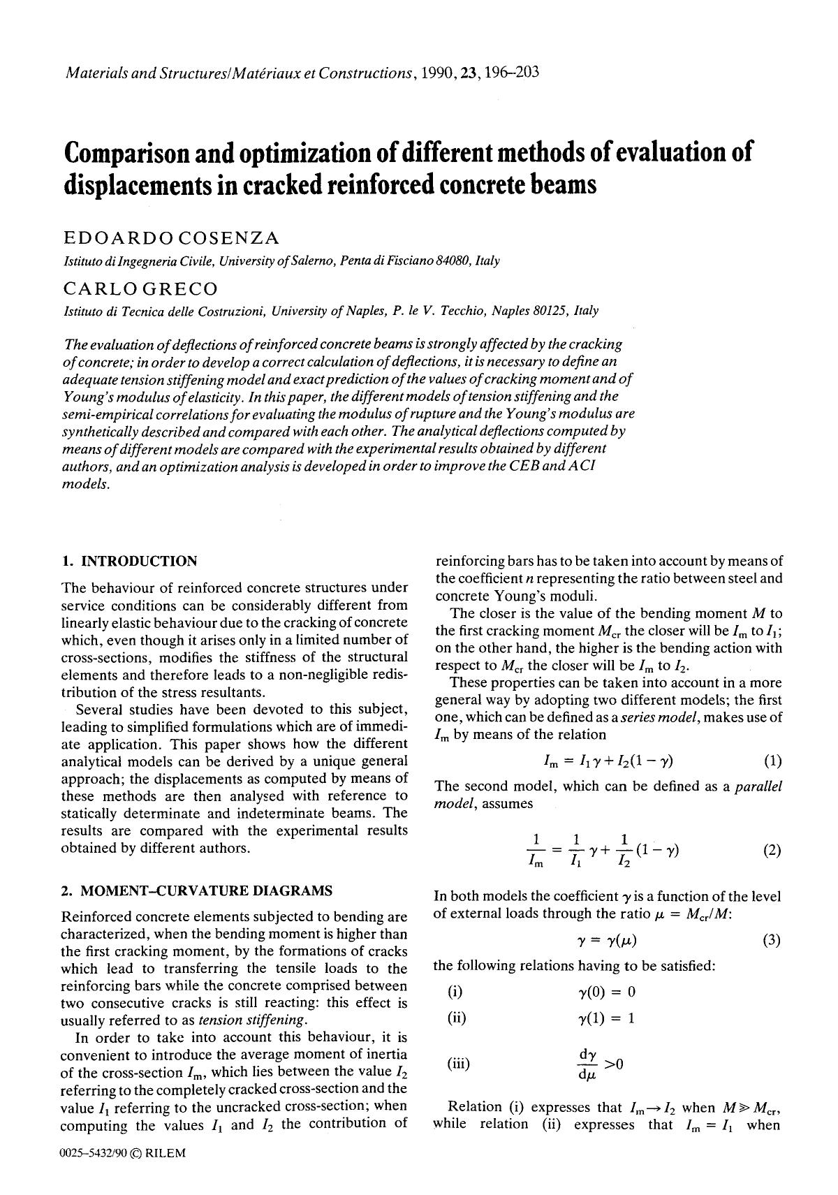 Comparison and optimization of different methods of evaluation of displacements in cracked reinforced concrete beams by Unknown