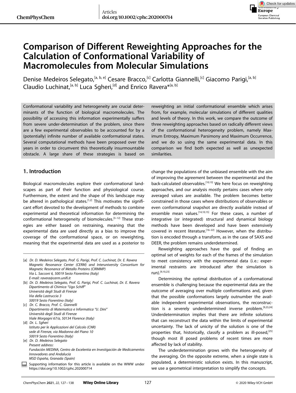 Comparison of Different Reweighting Approaches for the Calculation of Conformational Variability of Macromolecules from Molecular Simulations by Unknown