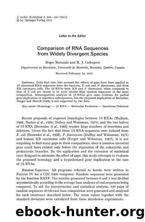 Comparison of RNA sequences from widely divergent species by Unknown