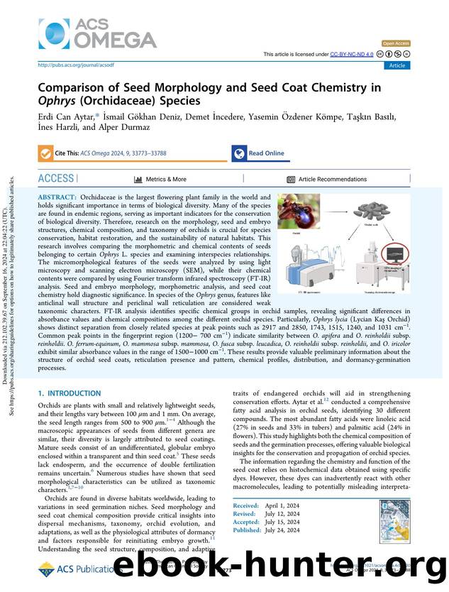 Comparison of Seed Morphology and Seed Coat Chemistry in Ophrys (Orchidaceae) Species by unknow