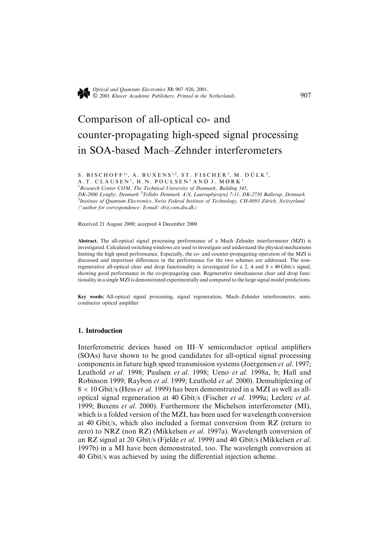 Comparison of all-optical co- and counter-propagating high-speed signal processing in SOA-based Mach&#x2013;Zehnder interferometers by Unknown