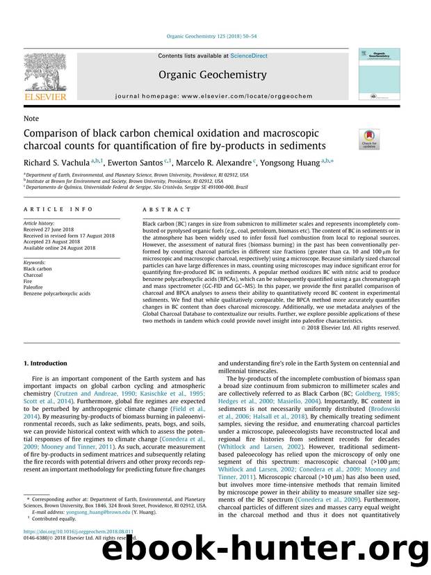 Comparison of black carbon chemical oxidation and macroscopic charcoal counts for quantification of fire by-products in sediments by Richard S. Vachula & Ewerton Santos & Marcelo R. Alexandre & Yongsong Huang